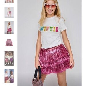 Lola + the boys Hot Pink Shimmer Tinsel Party skirt